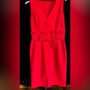 Zara Red Sleeveless Sheath Dress size L front split